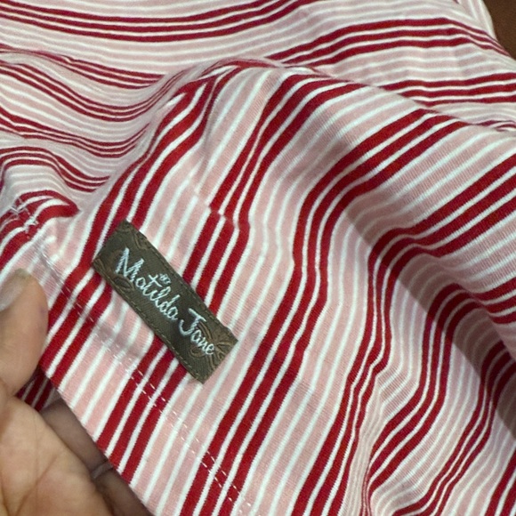 Matilda Jane Striped pink and Red heart to heart Dress pockets puff sleeve sz M - Picture 9 of 11